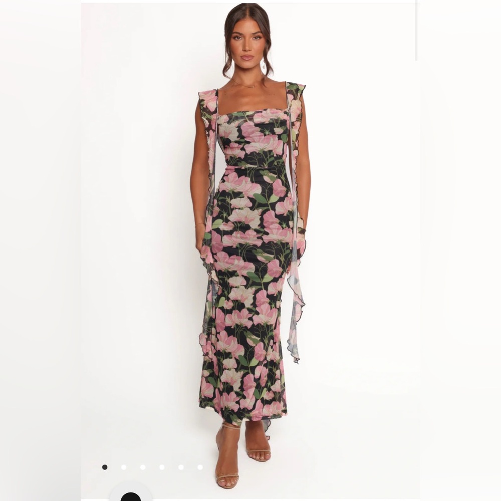 NWT Petal & Pup Pink and Chiara Black Floral Maxi Dress
